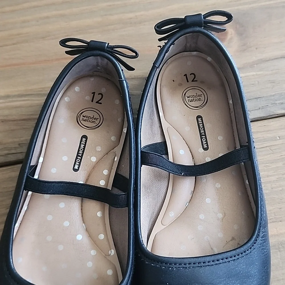 Girls Black Ballet Flats - Size 12